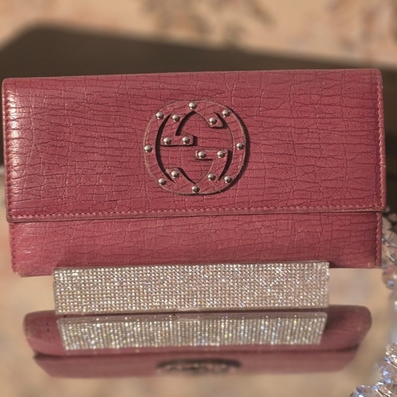 GUCCI Pink Long Wallet w/Decorative Rivets, EUC - Picture 16 of 16